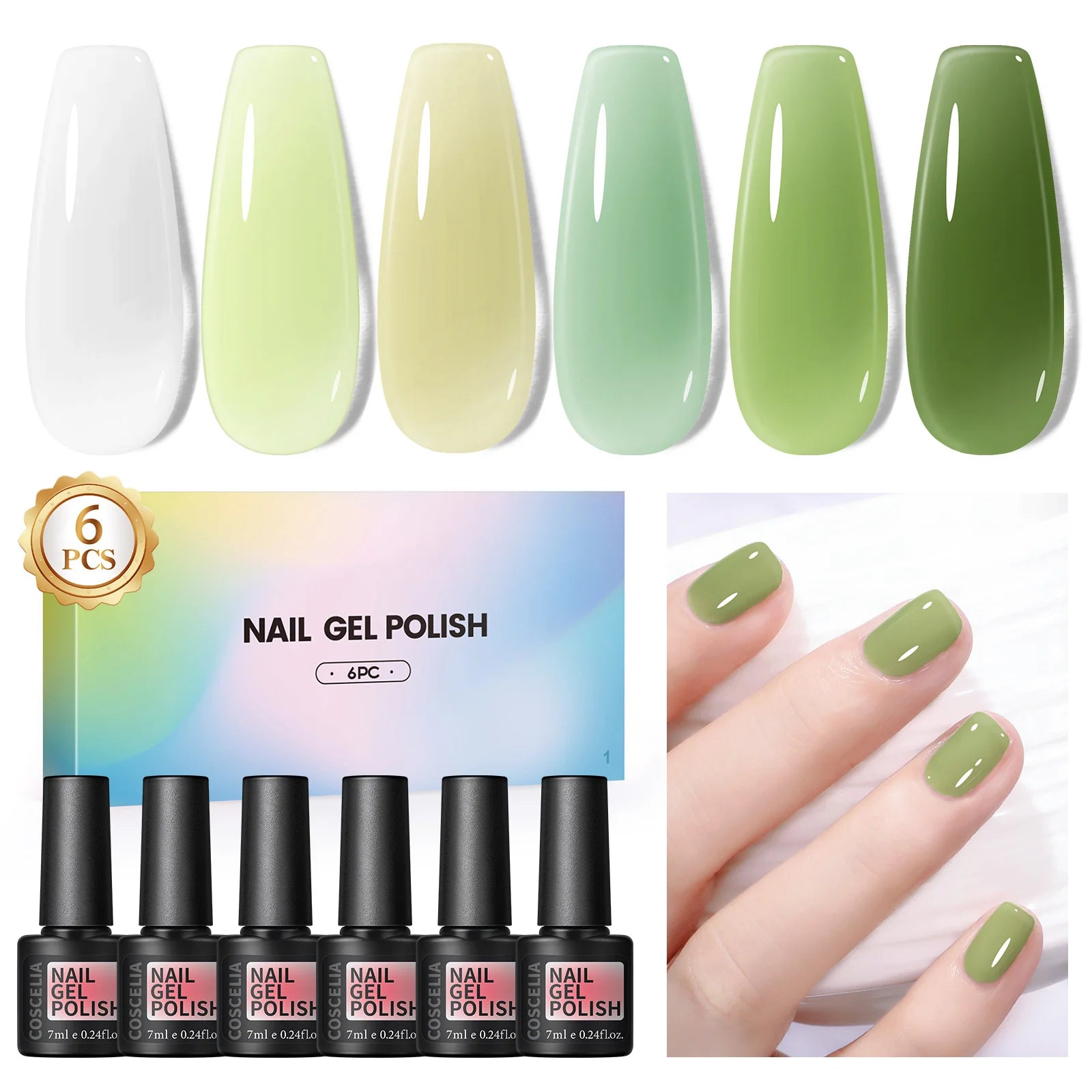 Nail Gel Polish Set 7Ml Jelly Nail Gelcrystal Translucent Clear Pink Nail Art Semi Permanent Soak off UV LED Varnish