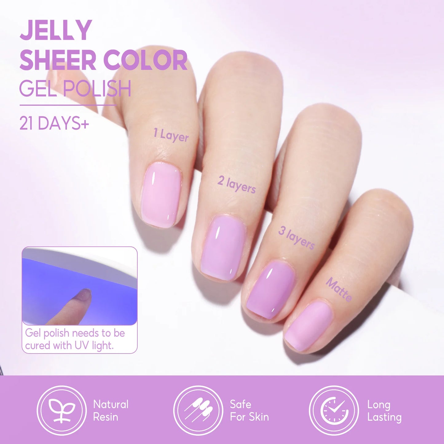 Nail Gel Polish Set 7Ml Jelly Nail Gelcrystal Translucent Clear Pink Nail Art Semi Permanent Soak off UV LED Varnish