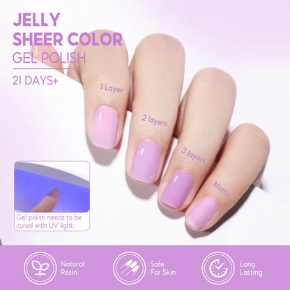 Nail Gel Polish Set 7Ml Jelly Nail Gelcrystal Translucent Clear Pink Nail Art Semi Permanent Soak off UV LED Varnish